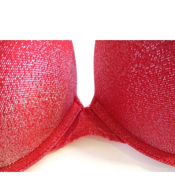 VICTORIA'S SECRET PINK Super Push-Up Bra VS Red Lurex Shine NWT - Picture 5 of 7
